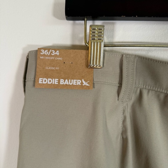NWT Eddie Bauer Men’s MR Takeoff Chino Classic Fit Light Khaki Pants 36x34 - Picture 5 of 7